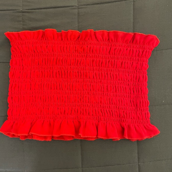 PACSUN KENDALL AND KYLIE COLLECTION ruched chiffon-like tube top RED - Picture 2 of 4